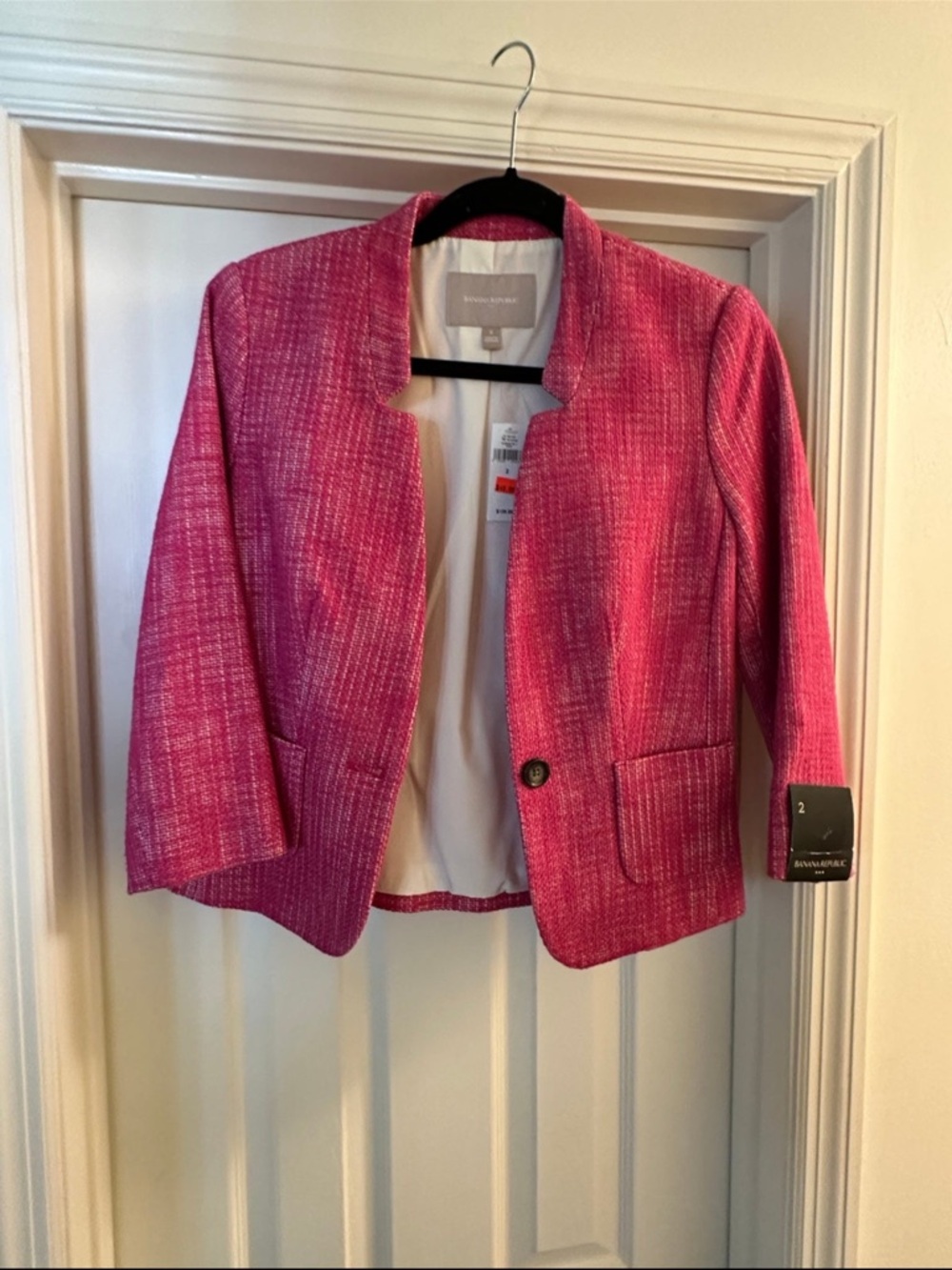 NWT Banana Republic Pink Textured Open-Front Blazer